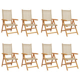 Chaises inclinables de jardin lot de 8 beige rotin bois massif