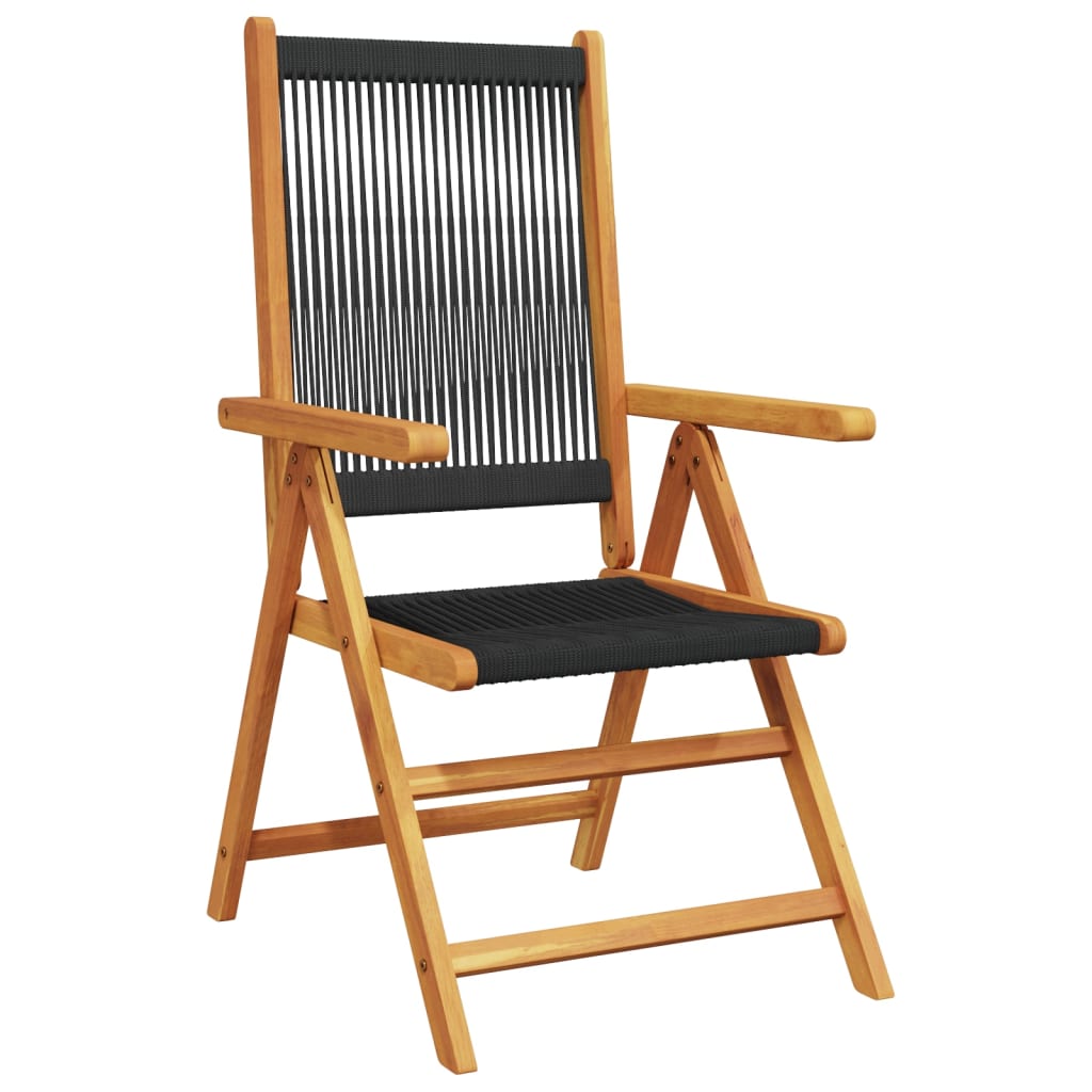 Chaises inclinables de jardin lot de 4 noir bois massif acacia