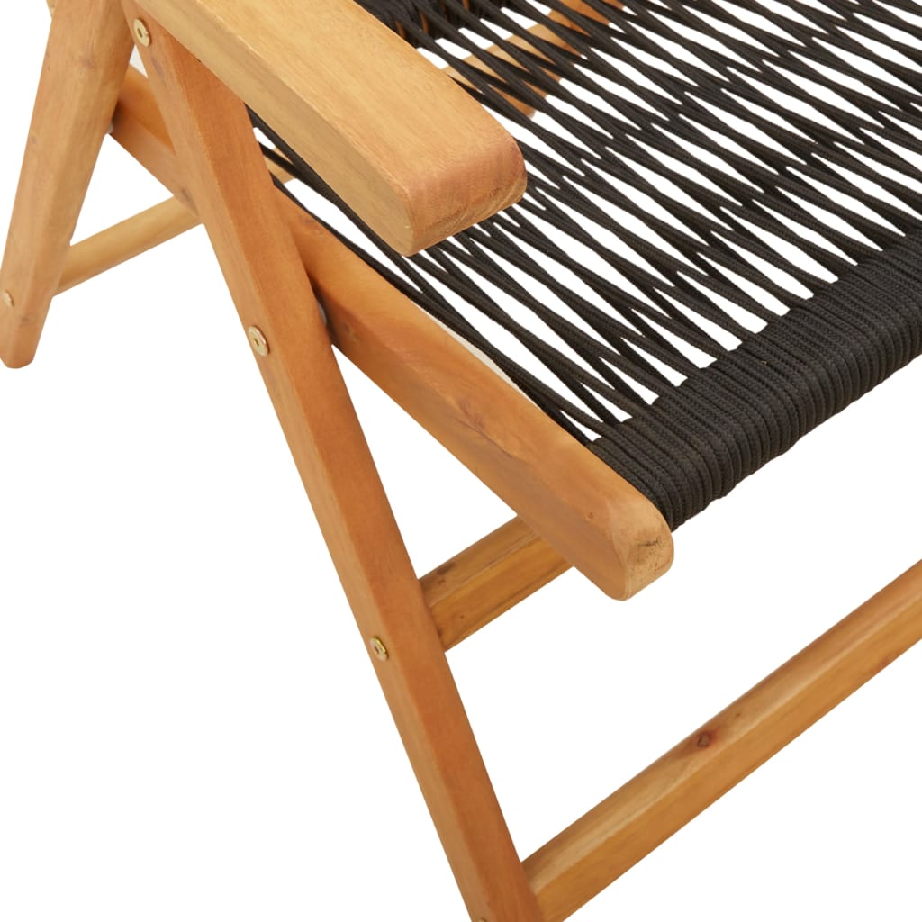 Chaises inclinables de jardin lot de 4 noir bois massif acacia