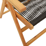 Chaises inclinables de jardin lot de 6 noir bois massif acacia