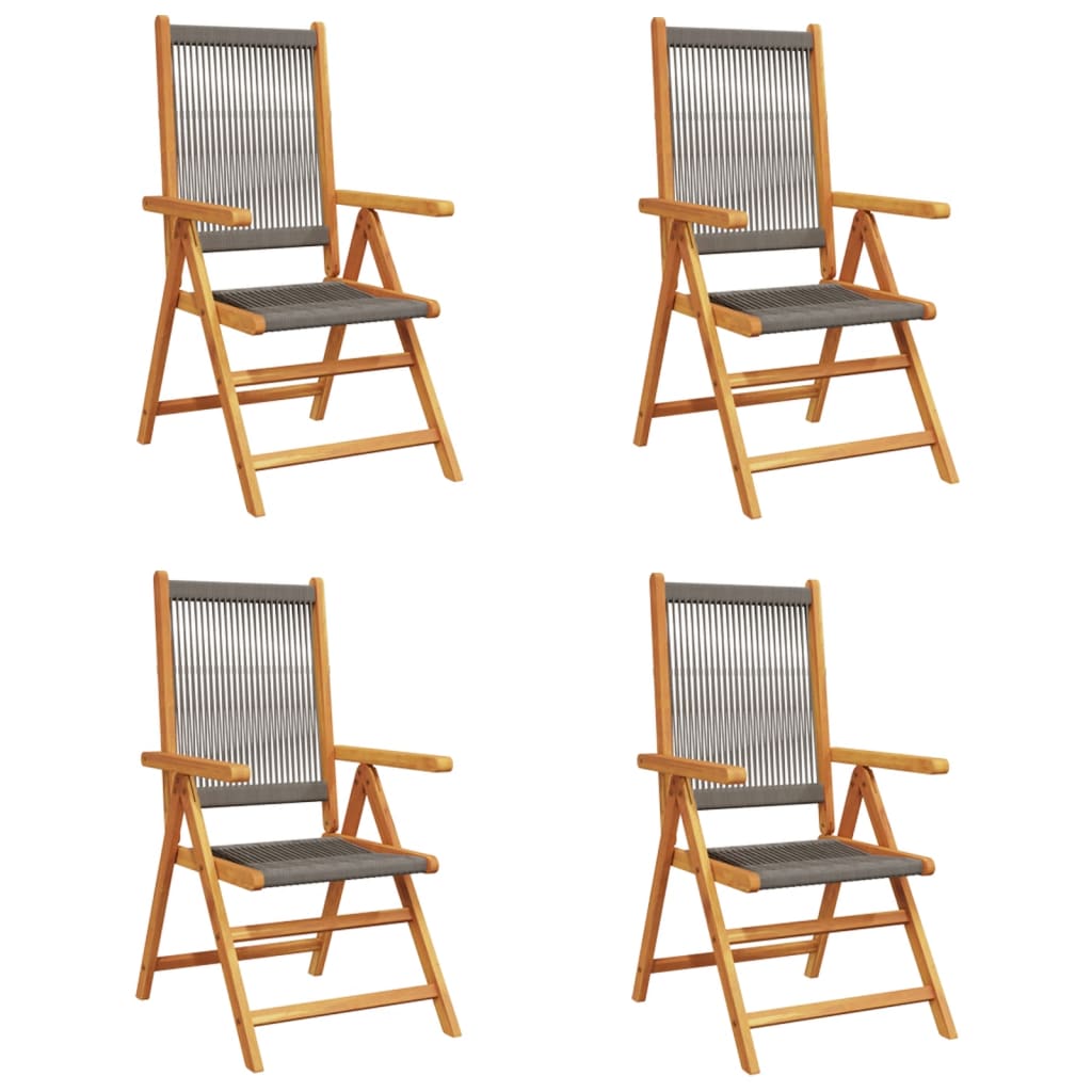 Chaises inclinables de jardin lot de 4 gris bois massif acacia