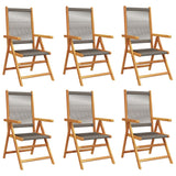 Chaises inclinables de jardin lot de 6 gris bois massif acacia