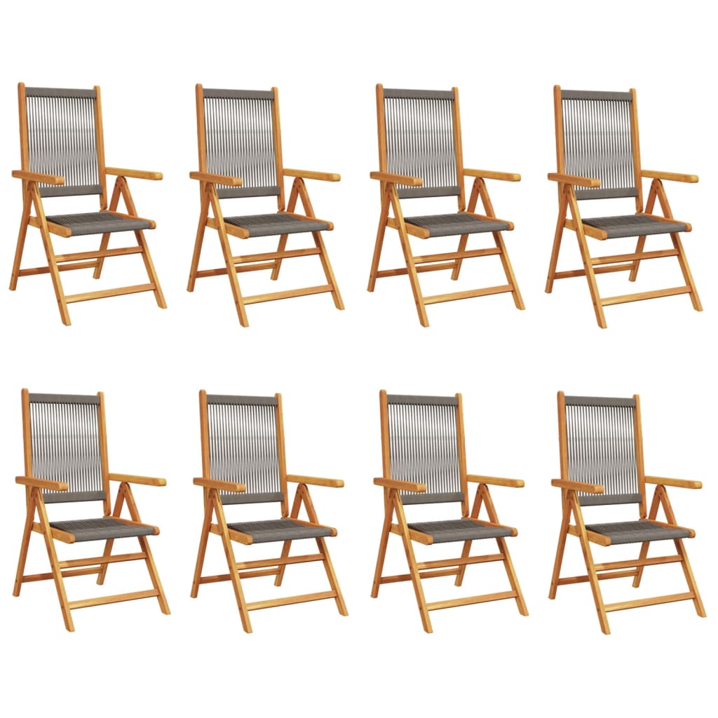 Chaises inclinables de jardin lot de 8 gris bois massif acacia