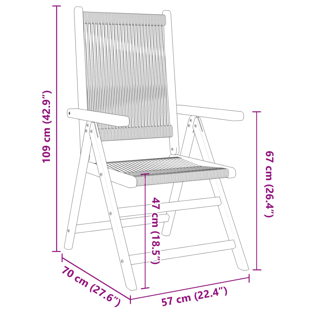 Chaises inclinables de jardin lot de 8 gris bois massif acacia