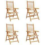 Chaises inclinables de jardin lot de 4 beige bois massif acacia