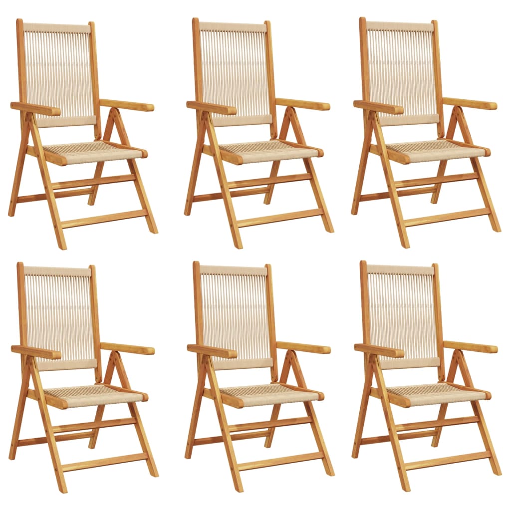 Chaises inclinables de jardin lot de 6 beige bois massif acacia