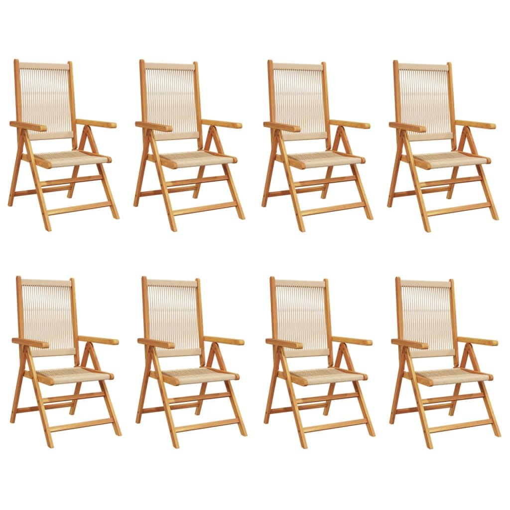 Chaises inclinables de jardin lot de 8 beige bois massif acacia