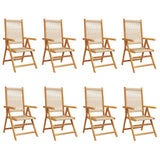 Chaises inclinables de jardin lot de 8 beige bois massif acacia