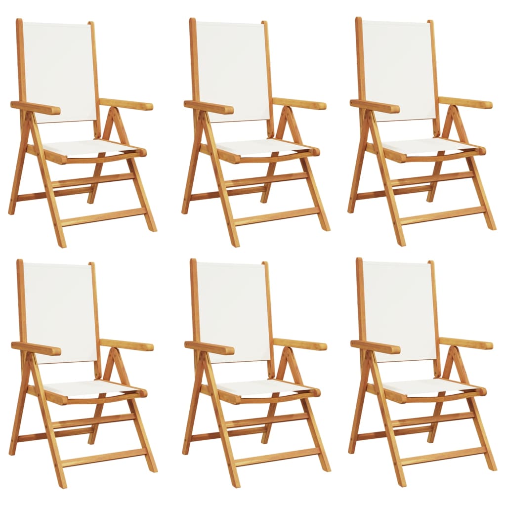 Chaises inclinables de jardin lot de 6 tissu et bois massif