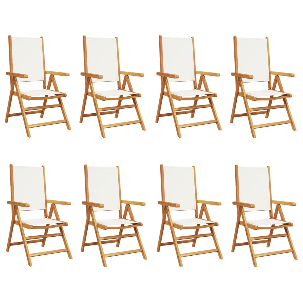 Chaises inclinables de jardin lot de 8 tissu et bois massif