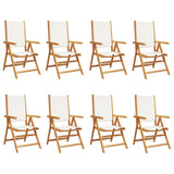 Chaises inclinables de jardin lot de 8 tissu et bois massif