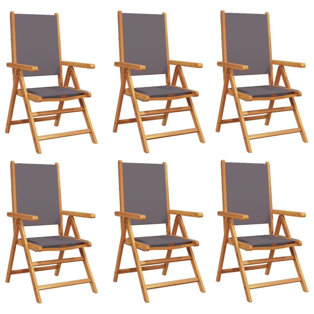 Chaises inclinables de jardin lot de 6 tissu et bois massif