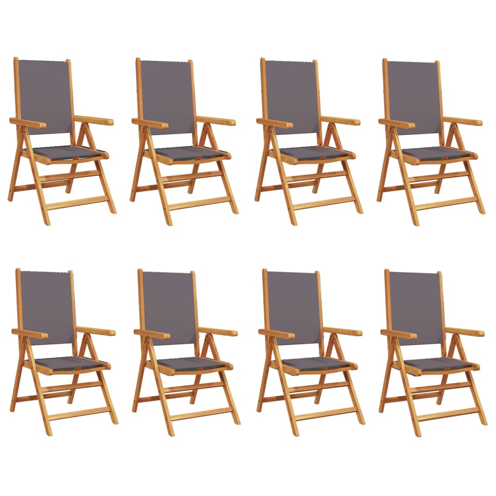 Chaises inclinables de jardin lot de 8 tissu et bois massif