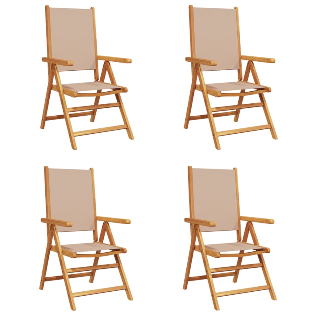 Chaises inclinables de jardin lot de 4 taupe tissu bois massif