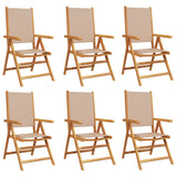 Chaises inclinables de jardin lot de 6 taupe tissu bois massif