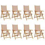 Chaises inclinables de jardin lot de 8 taupe tissu bois massif