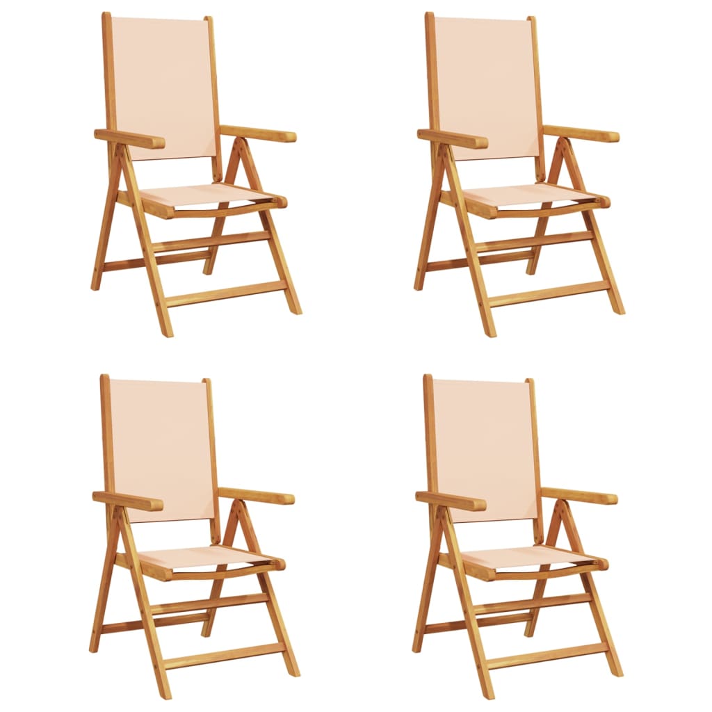 Chaises inclinables de jardin lot de 4 beige tissu bois massif