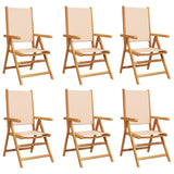 Chaises inclinables de jardin lot de 6 beige tissu bois massif