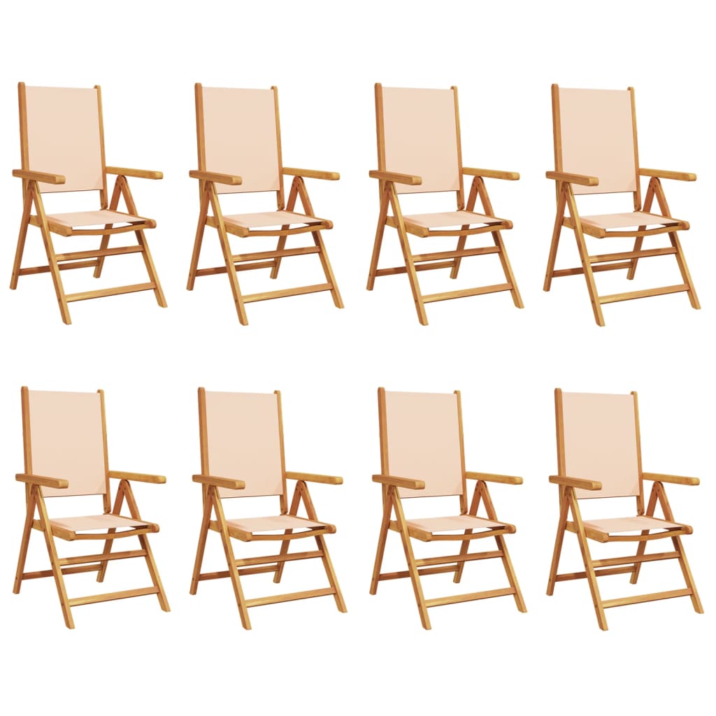 Chaises inclinables de jardin lot de 8 beige tissu bois massif