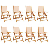 Chaises inclinables de jardin lot de 8 beige tissu bois massif