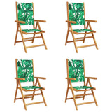 Chaises inclinables de jardin lot de 4 vert tissu bois massif