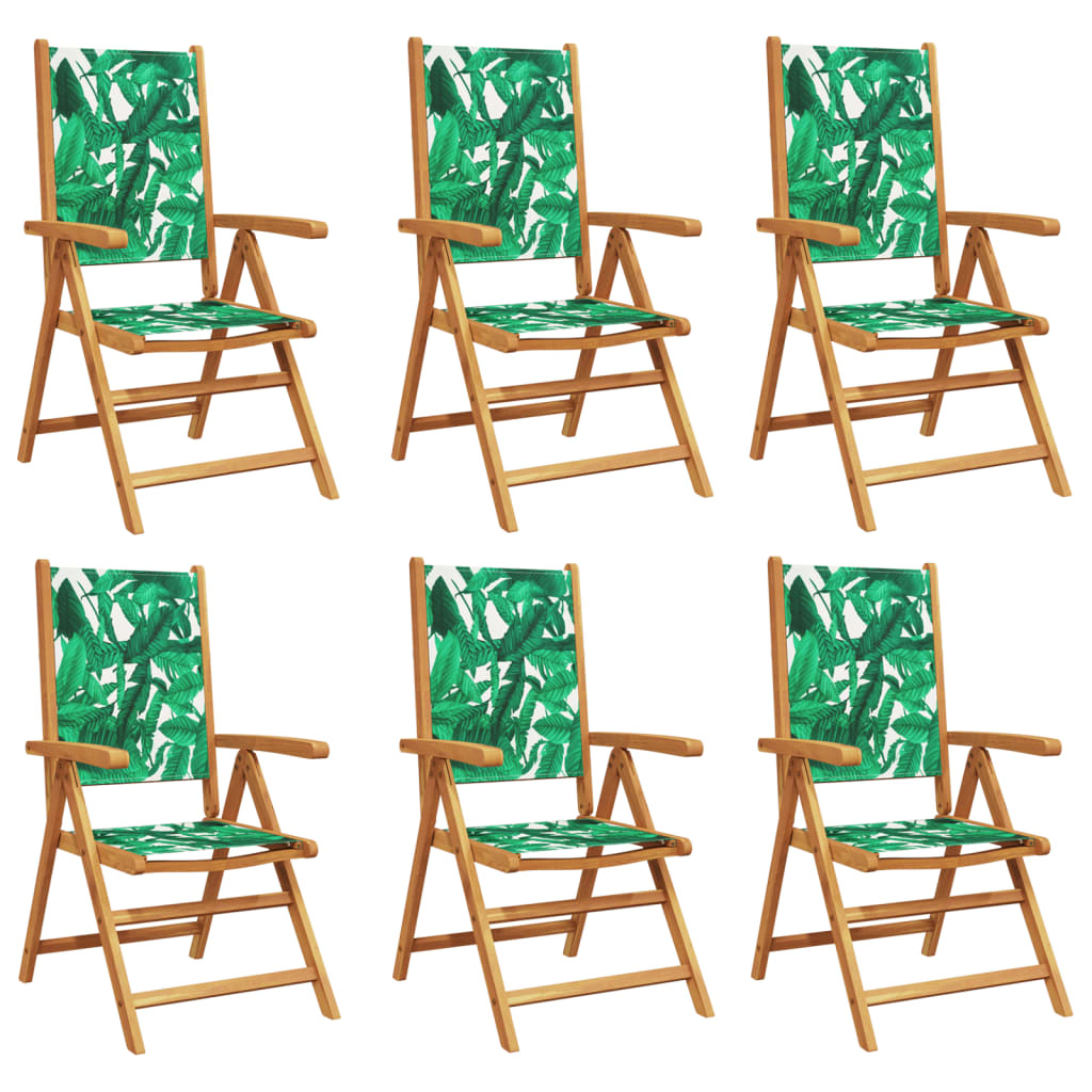 Chaises inclinables de jardin lot de 6 vert tissu bois massif