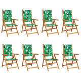 Chaises inclinables de jardin lot de 8 vert tissu bois massif