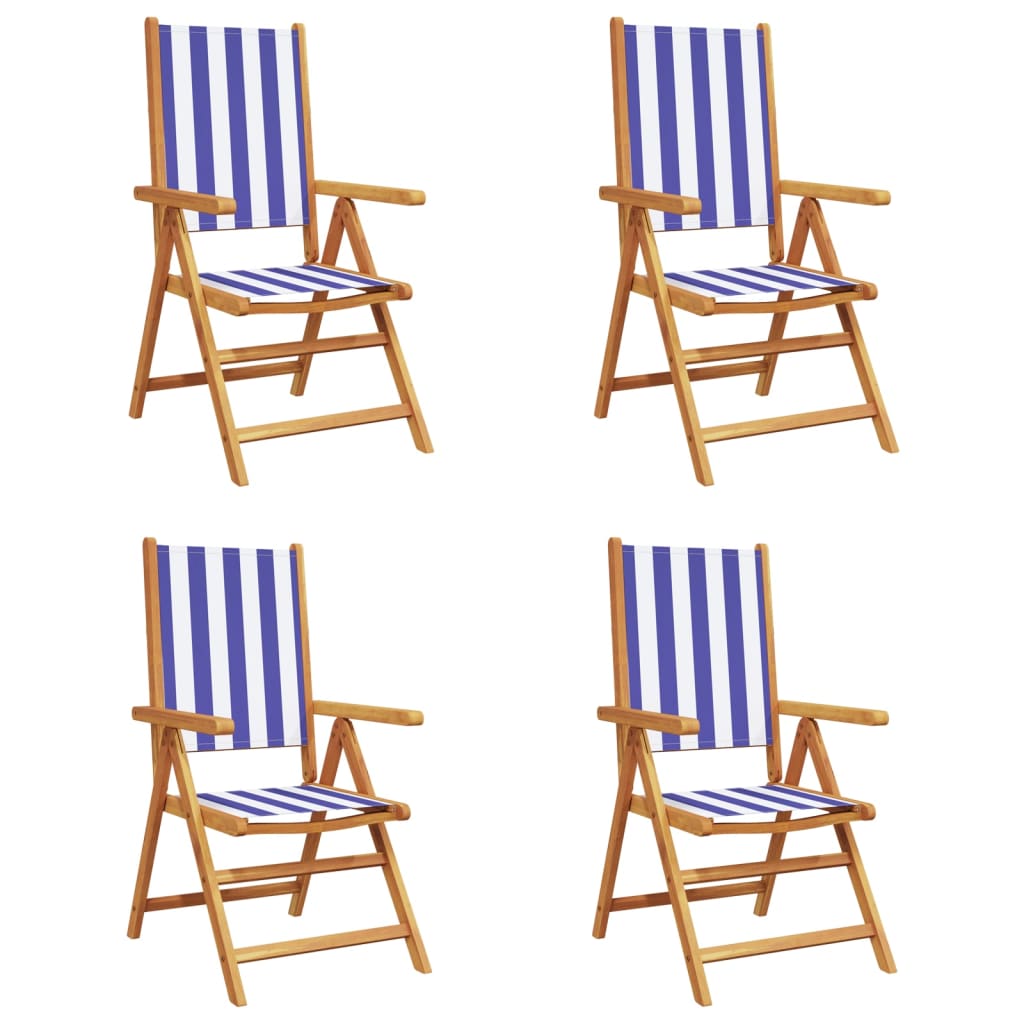 Garden reclining chairs set of 4 fabric and solid wood