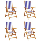 Chaises inclinables de jardin lot de 4 tissu et bois massif