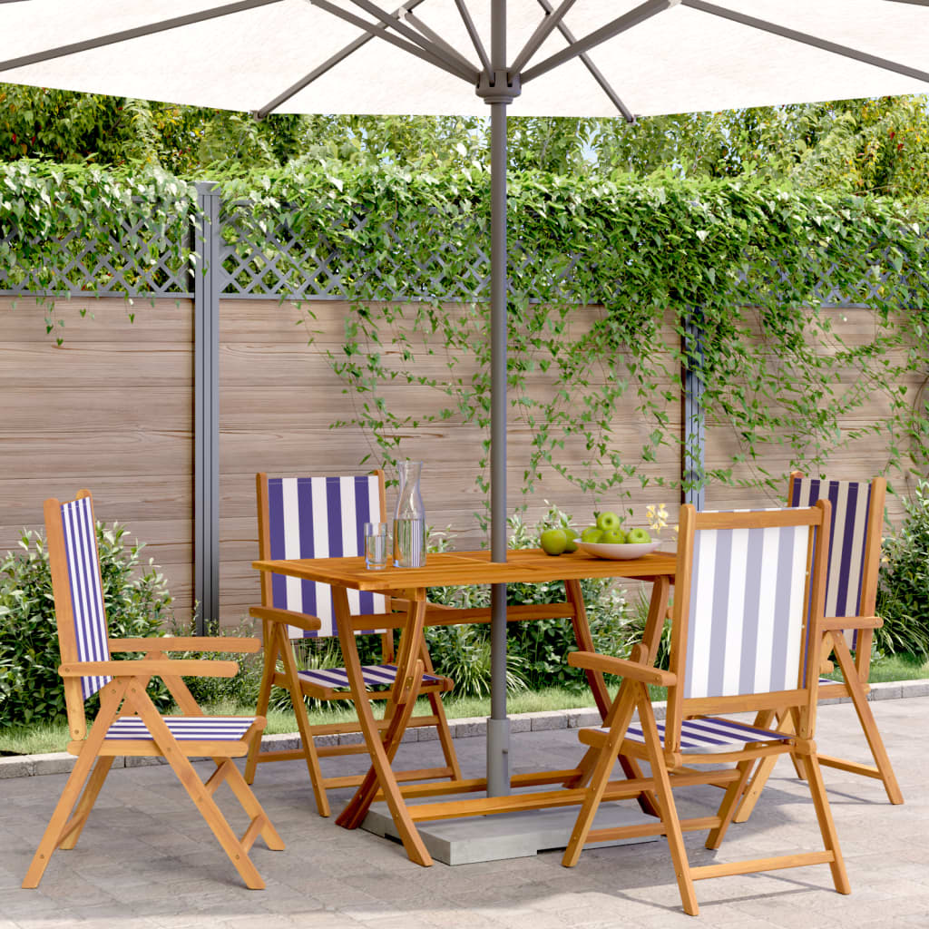 Chaises inclinables de jardin lot de 4 tissu et bois massif