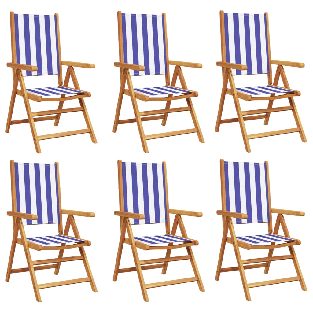 Chaises inclinables de jardin lot de 6 tissu et bois massif