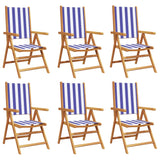 Chaises inclinables de jardin lot de 6 tissu et bois massif