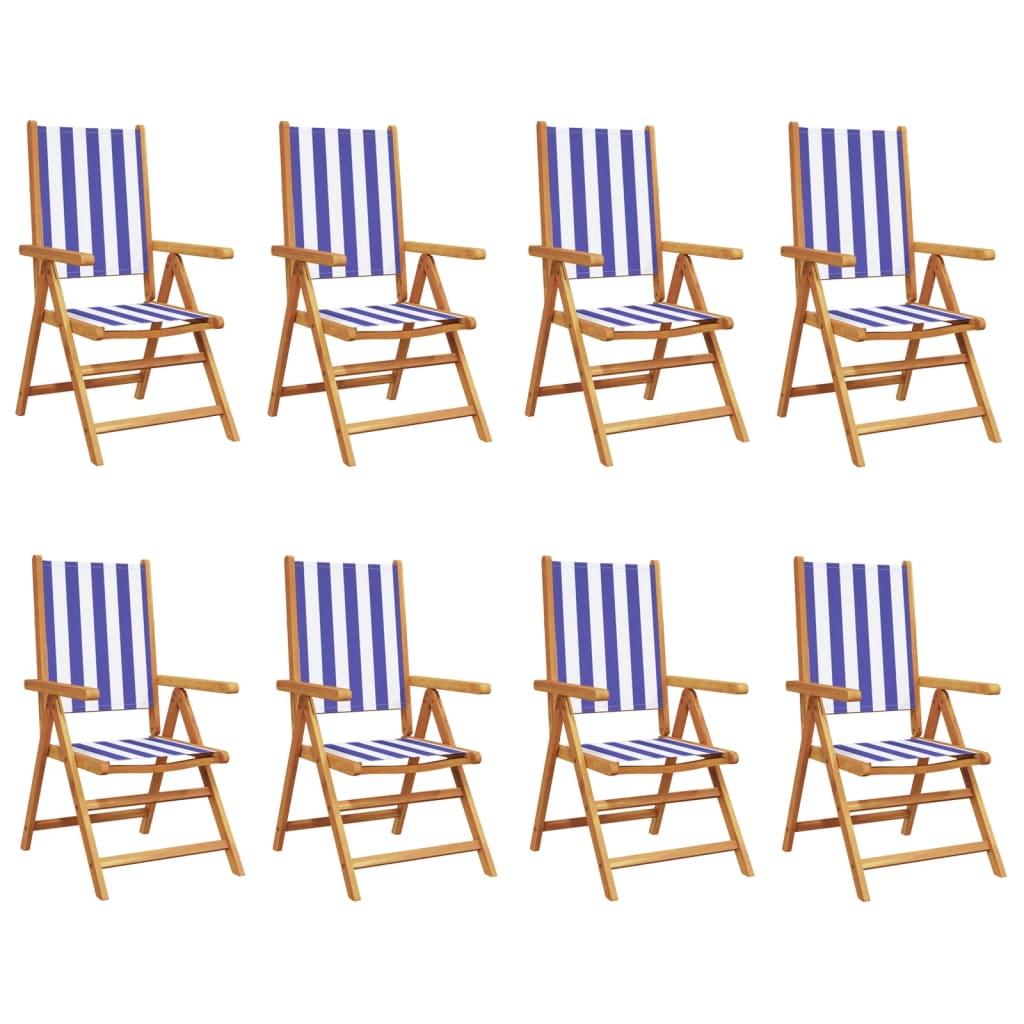 Chaises inclinables de jardin lot de 8 tissu et bois massif