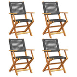 Chaises de jardin pliantes lot de 4 noir poly rotin bois massif