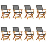 Chaises de jardin pliantes lot de 8 noir poly rotin bois massif