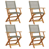 Chaises de jardin pliantes lot de 4 gris poly rotin bois massif