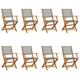 Chaises de jardin pliantes lot de 8 gris poly rotin bois massif