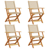 Chaises de jardin pliantes lot de 4 beige rotin et bois massif