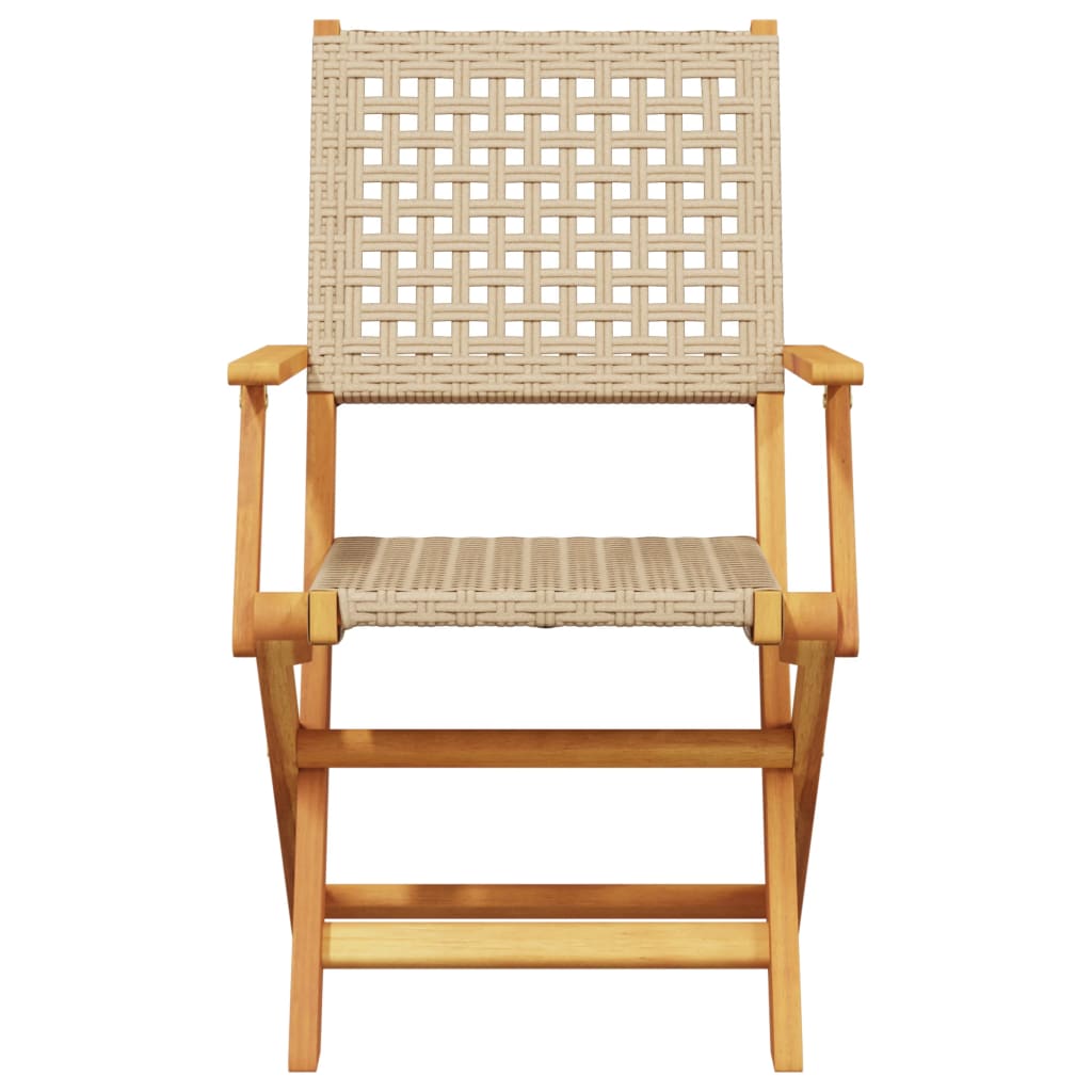 Chaises de jardin pliantes lot de 4 beige rotin et bois massif