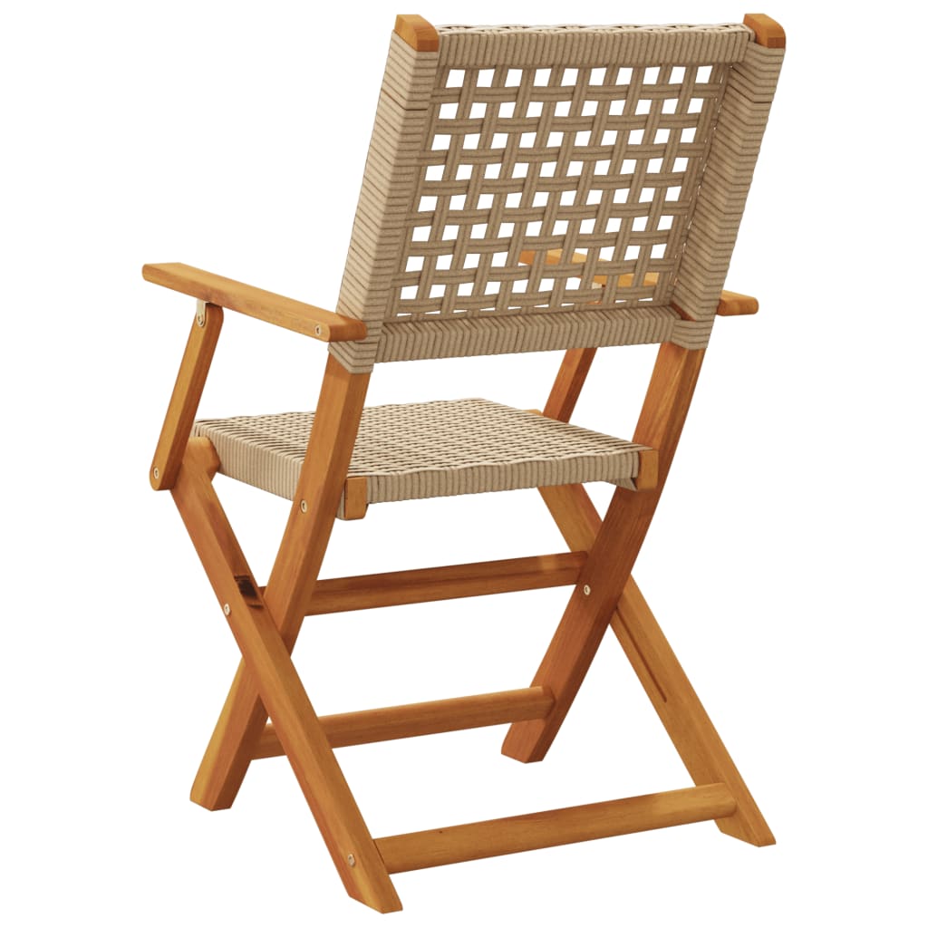 Chaises de jardin pliantes lot de 4 beige rotin et bois massif