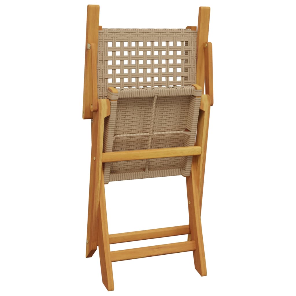 Chaises de jardin pliantes lot de 4 beige rotin et bois massif