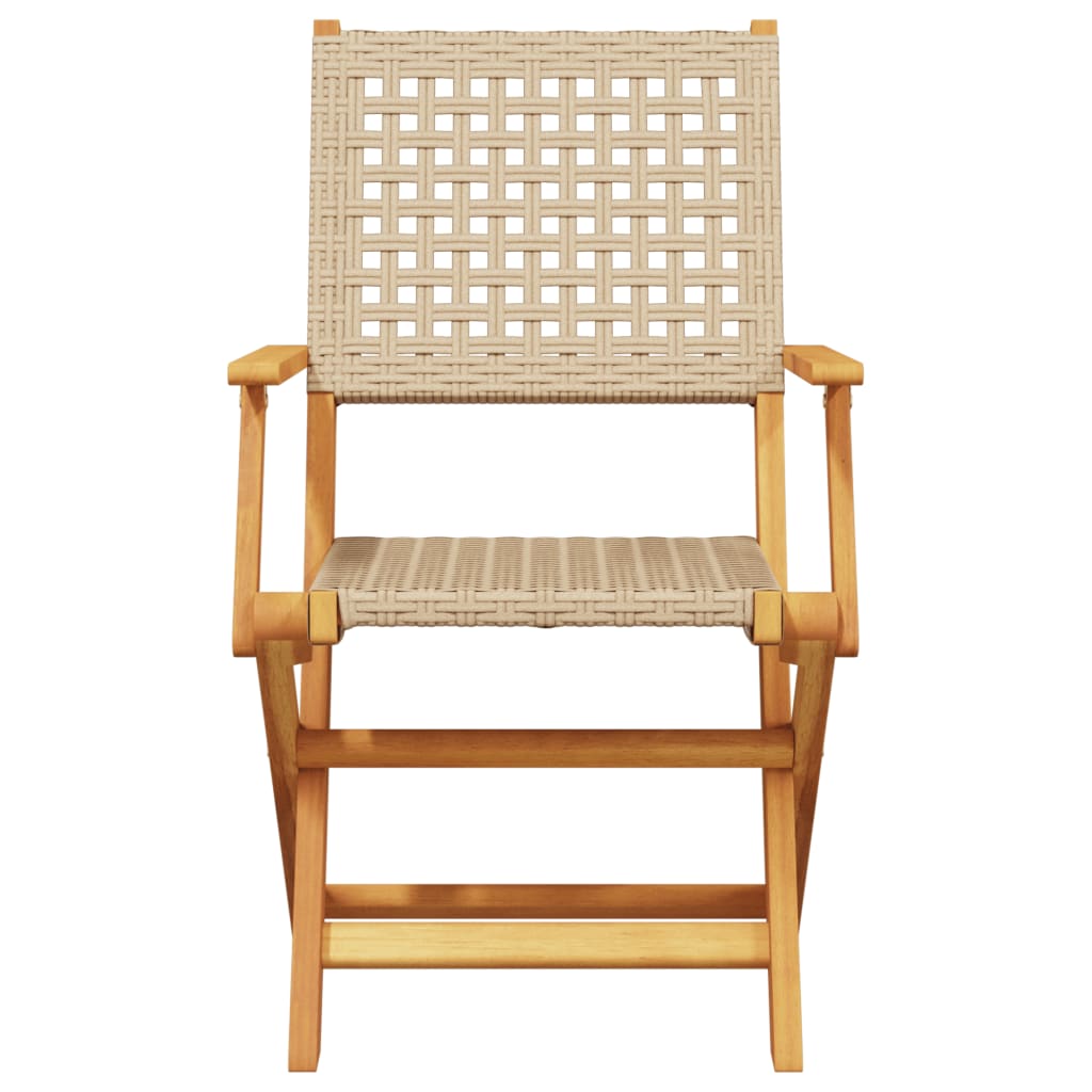 Chaises de jardin pliantes lot de 6 beige rotin et bois massif