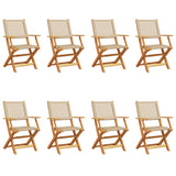 Chaises de jardin pliantes lot de 8 beige rotin et bois massif