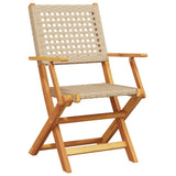 Chaises de jardin pliantes lot de 8 beige rotin et bois massif