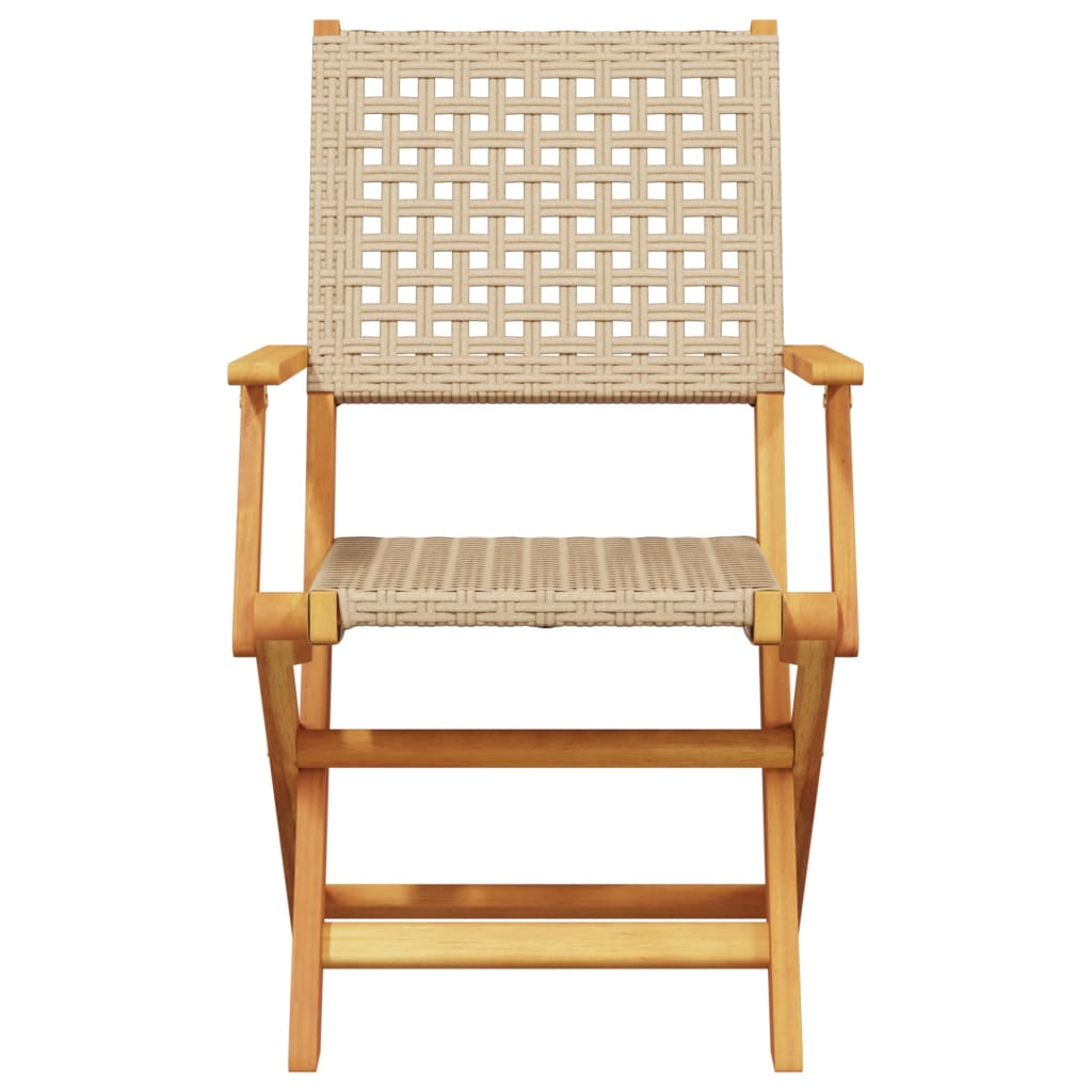 Chaises de jardin pliantes lot de 8 beige rotin et bois massif