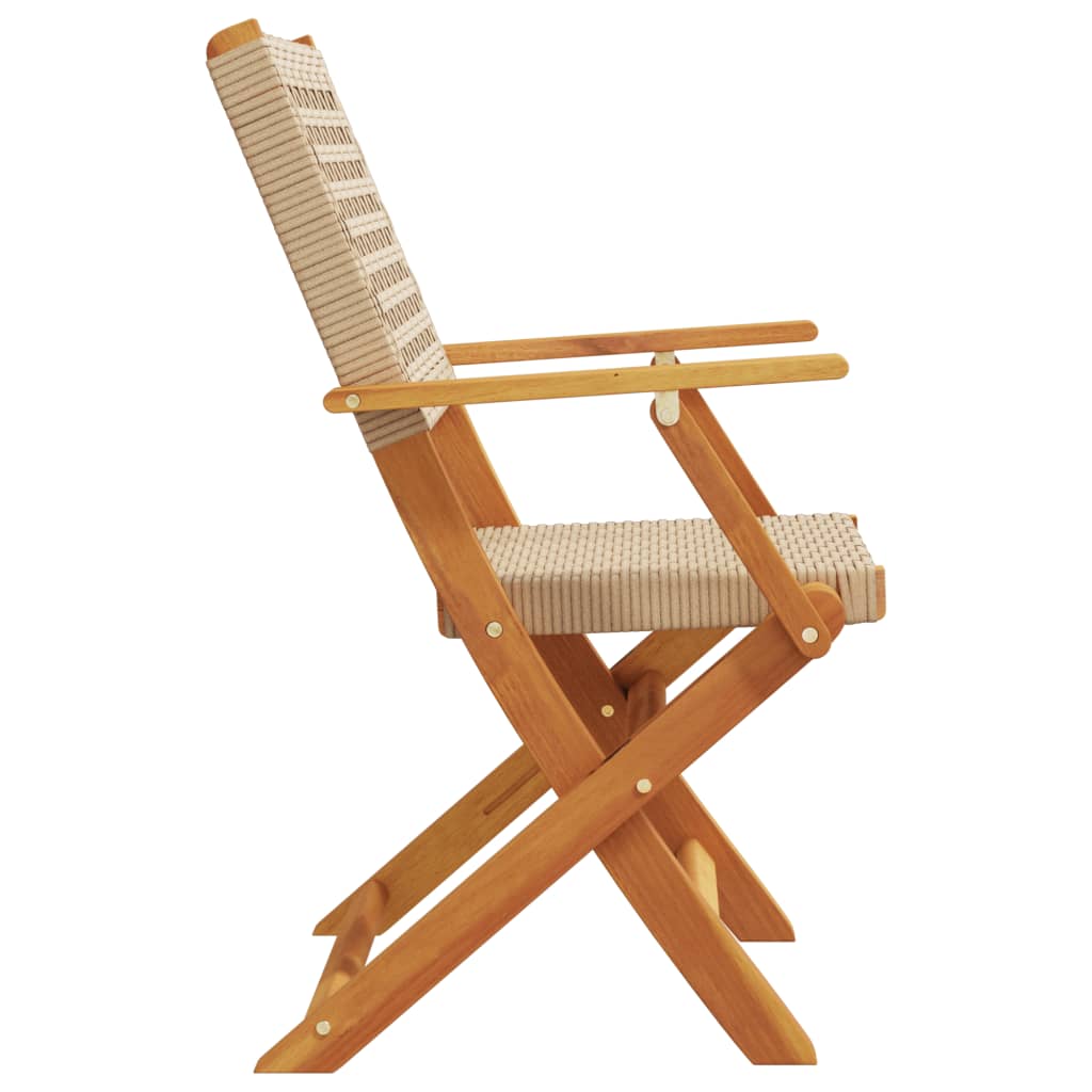 Chaises de jardin pliantes lot de 8 beige rotin et bois massif