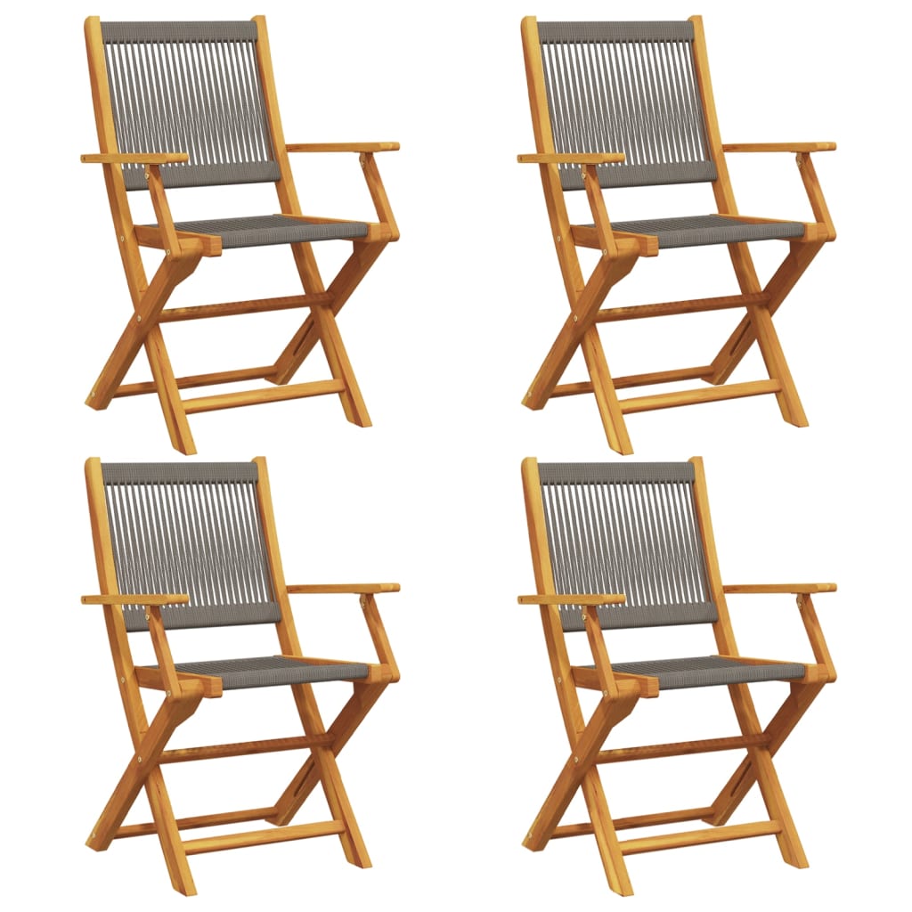 Garden Folding Chairs 4 pcs Grey Solid Acacia Wood