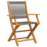 Garden Folding Chairs 4 pcs Grey Solid Acacia Wood