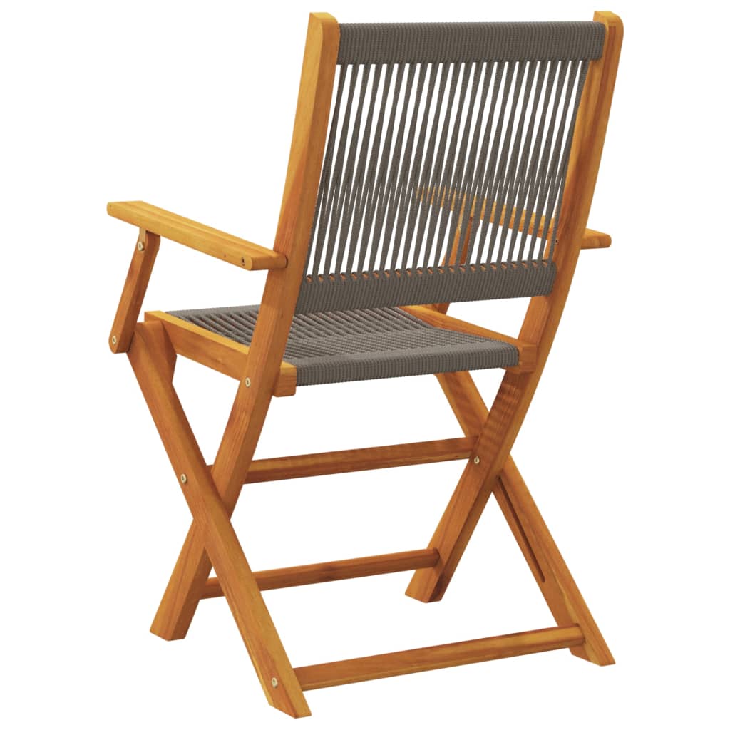 Garden Folding Chairs 4 pcs Grey Solid Acacia Wood