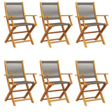 Chaises de jardin pliables lot de 6 gris bois d'acacia massif